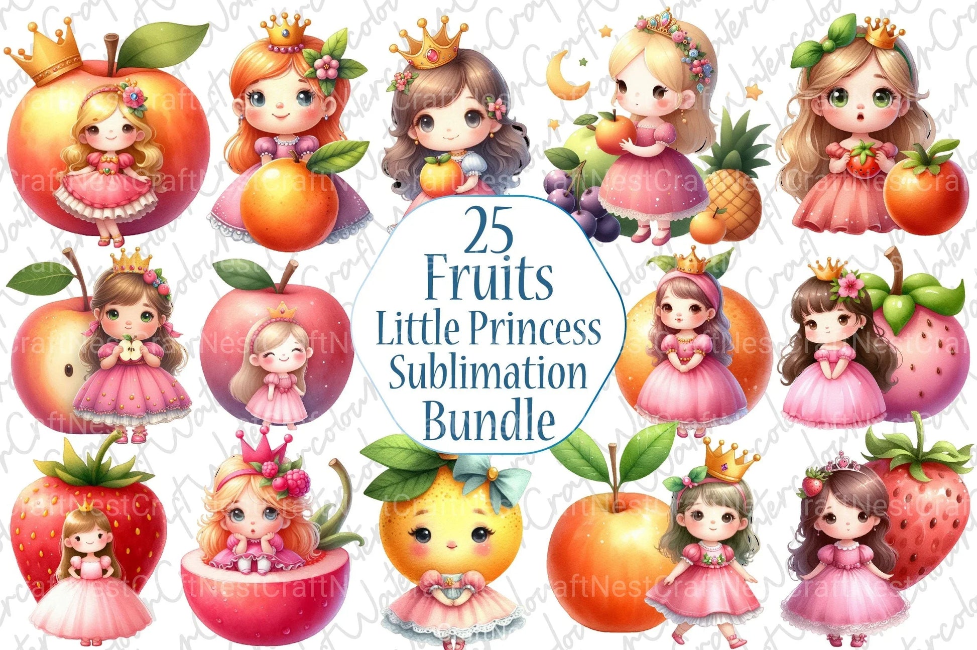 Fruits Little Princess Clipart Bundle - CraftNest - Digital Crafting and Art
