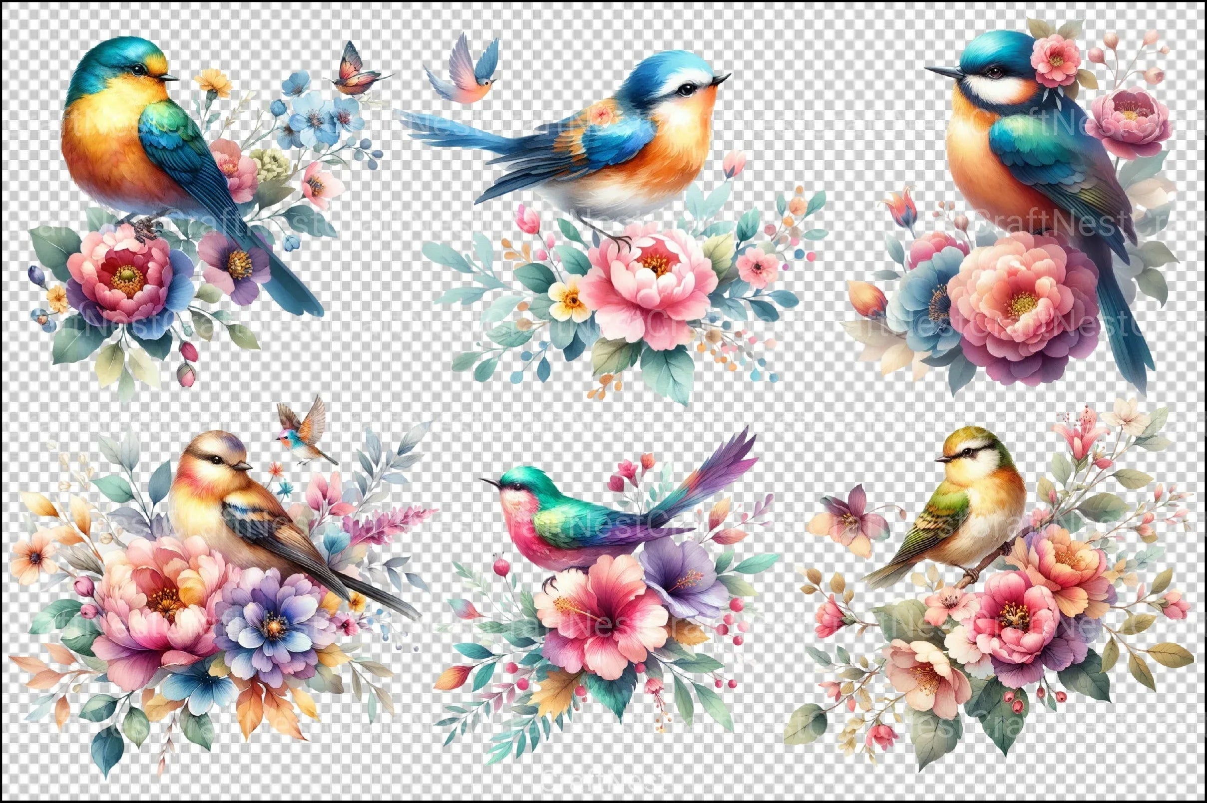 Beautiful Birds Clipart Bundle - CraftNest - Digital Crafting and Art