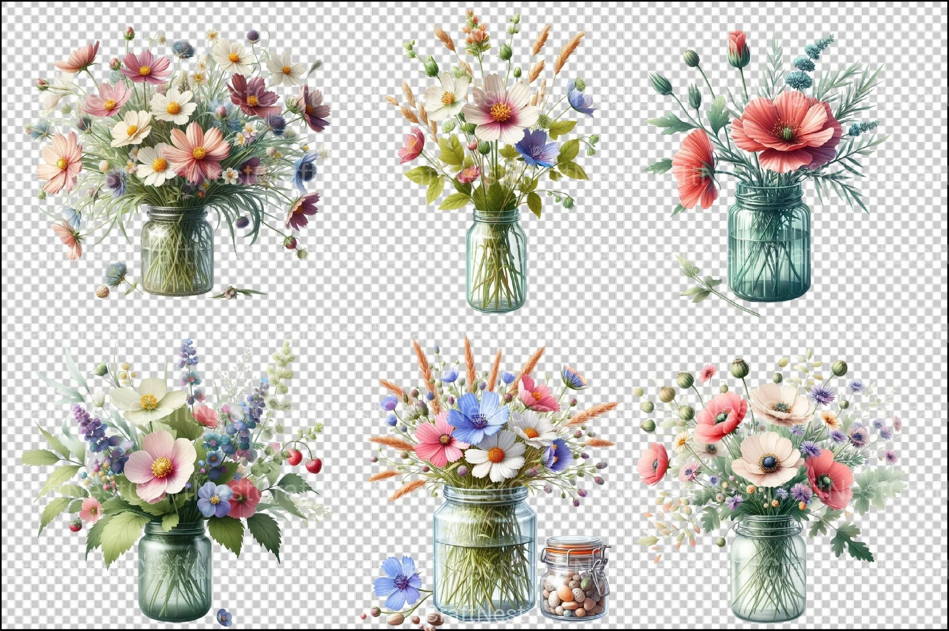 Wildflower Jar Clipart Bundle - CraftNest - Digital Crafting and Art