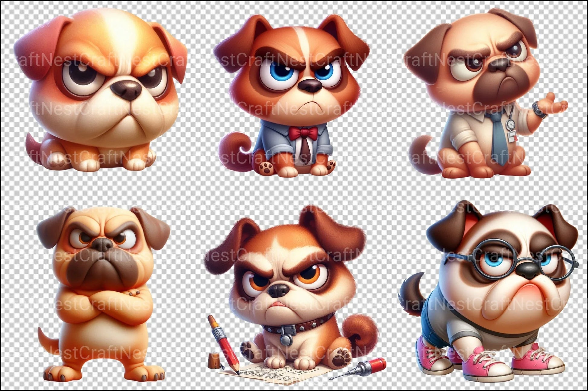 Funny Grumpy Dogs Clipart Bundle 36 - CraftNest - Digital Crafting and Art