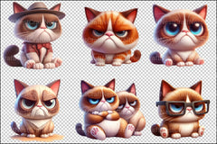 Funny Grumpy Cats Clipart Bundle - CraftNest - Digital Crafting and Art