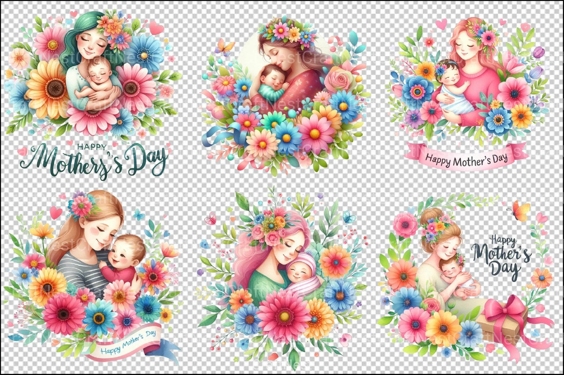 Mothers Day Mama and Baby Clipart Bundle - CraftNest - Digital Crafting and Art