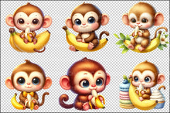 Funny Monkey Clipart Bundle 4 - CraftNest - Digital Crafting and Art
