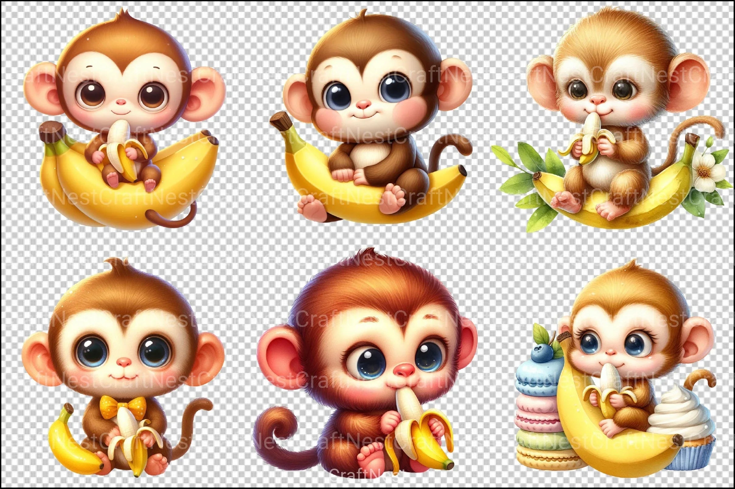 Funny Monkey Clipart Bundle 4 - CraftNest - Digital Crafting and Art