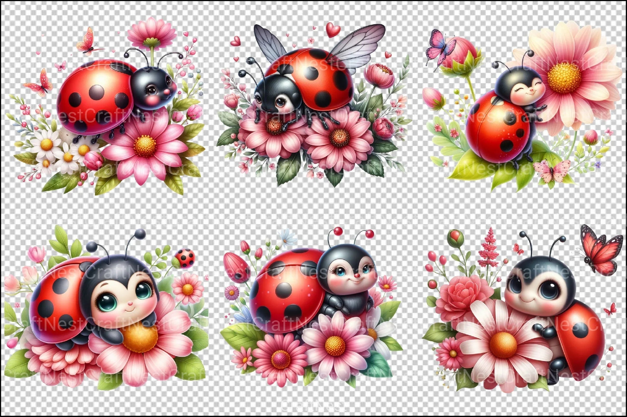 Cute Ladybug Clipart Bundle 4 - CraftNest - Digital Crafting and Art