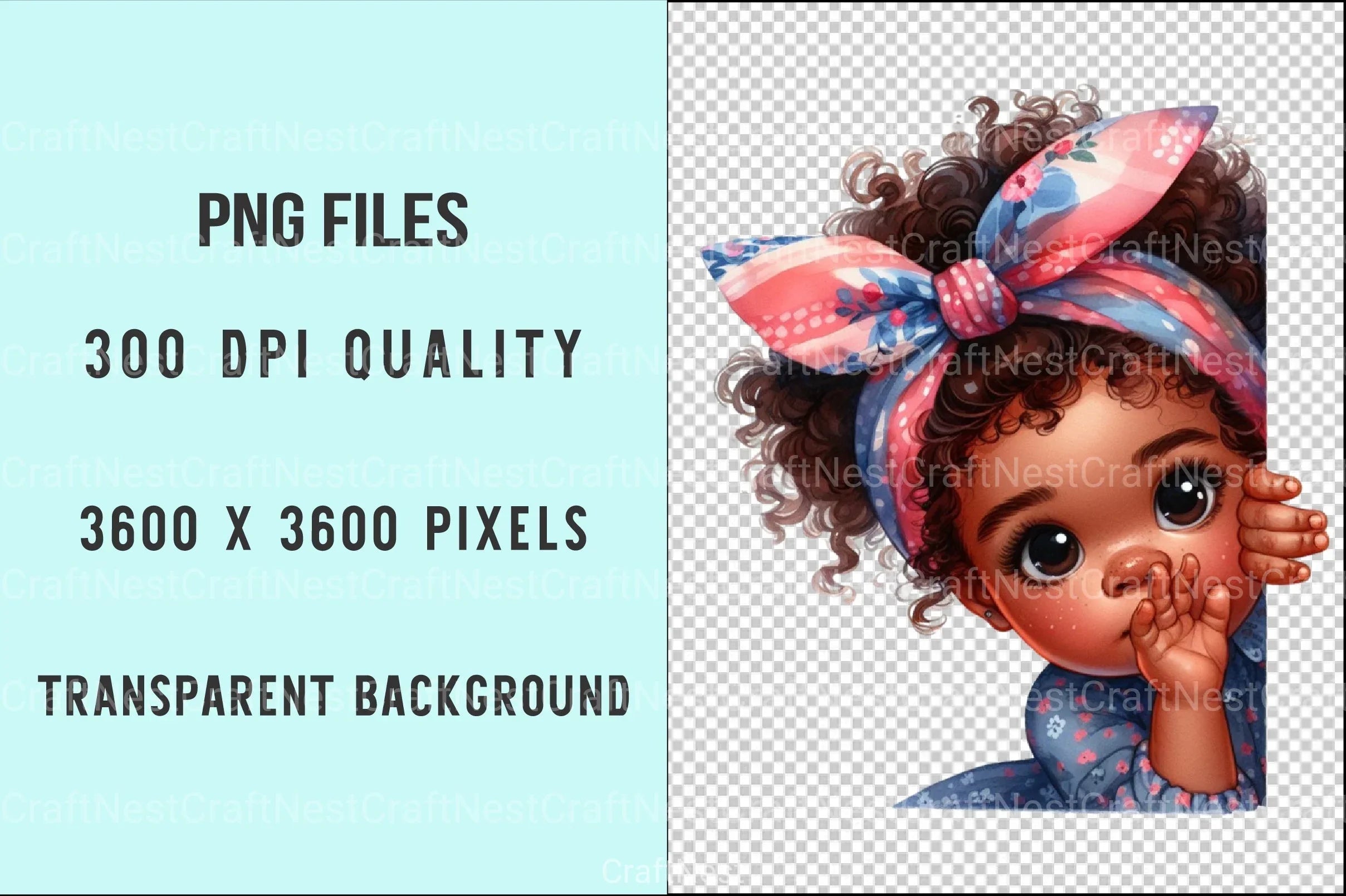 Peeking African American Little Girl Clipart Bundle 8 - CraftNest - Digital Crafting and Art