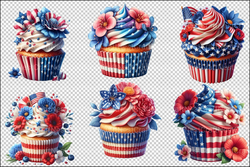 4th of July Cupcake Clipart Bundle 3 - CraftNest - Digital Crafting and Art