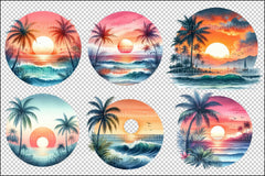 Tropical Sunset Circle Clipart Bundle - CraftNest - Digital Crafting and Art