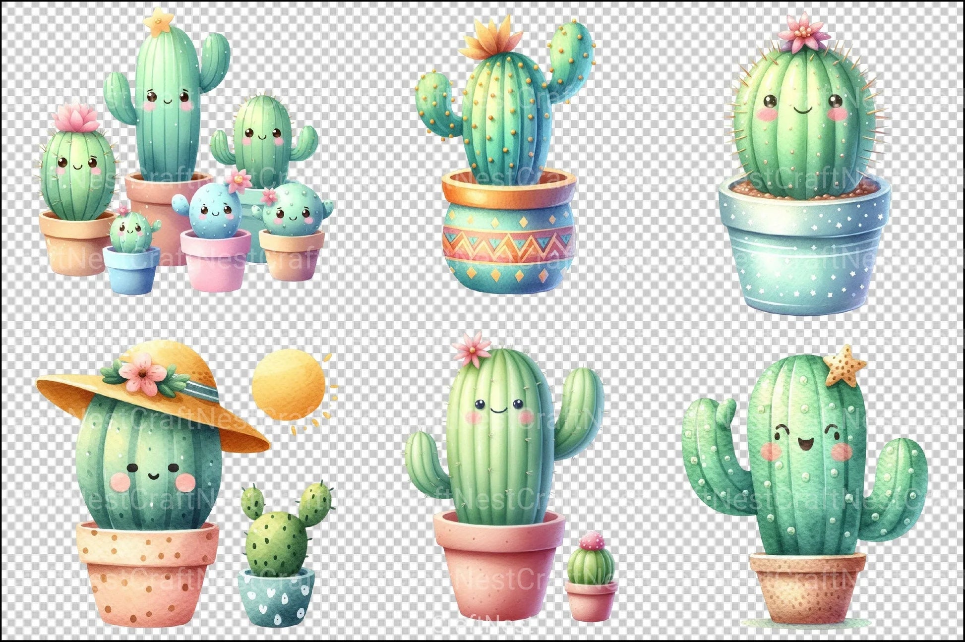 Lovely Cactus Clipart Bundle - CraftNest - Digital Crafting and Art