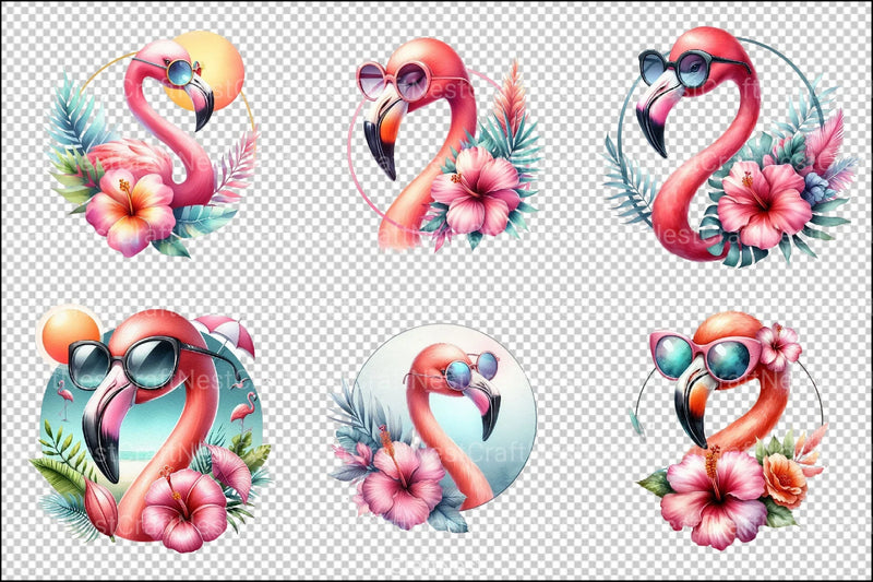 Flamingo Sunglasses Clipart Bundle - CraftNest - Digital Crafting and Art
