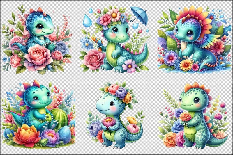 Cute Baby Dinosaur Clipart Bundle - CraftNest - Digital Crafting and Art