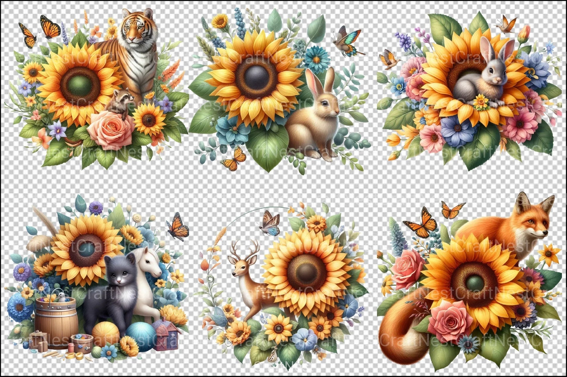 Sunflower Clipart Bundle Set - CraftNest - Digital Crafting and Art