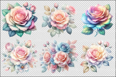 Pastel Roses Pink Blue Peach Floral Clipart Bundle - CraftNest - Digital Crafting and Art