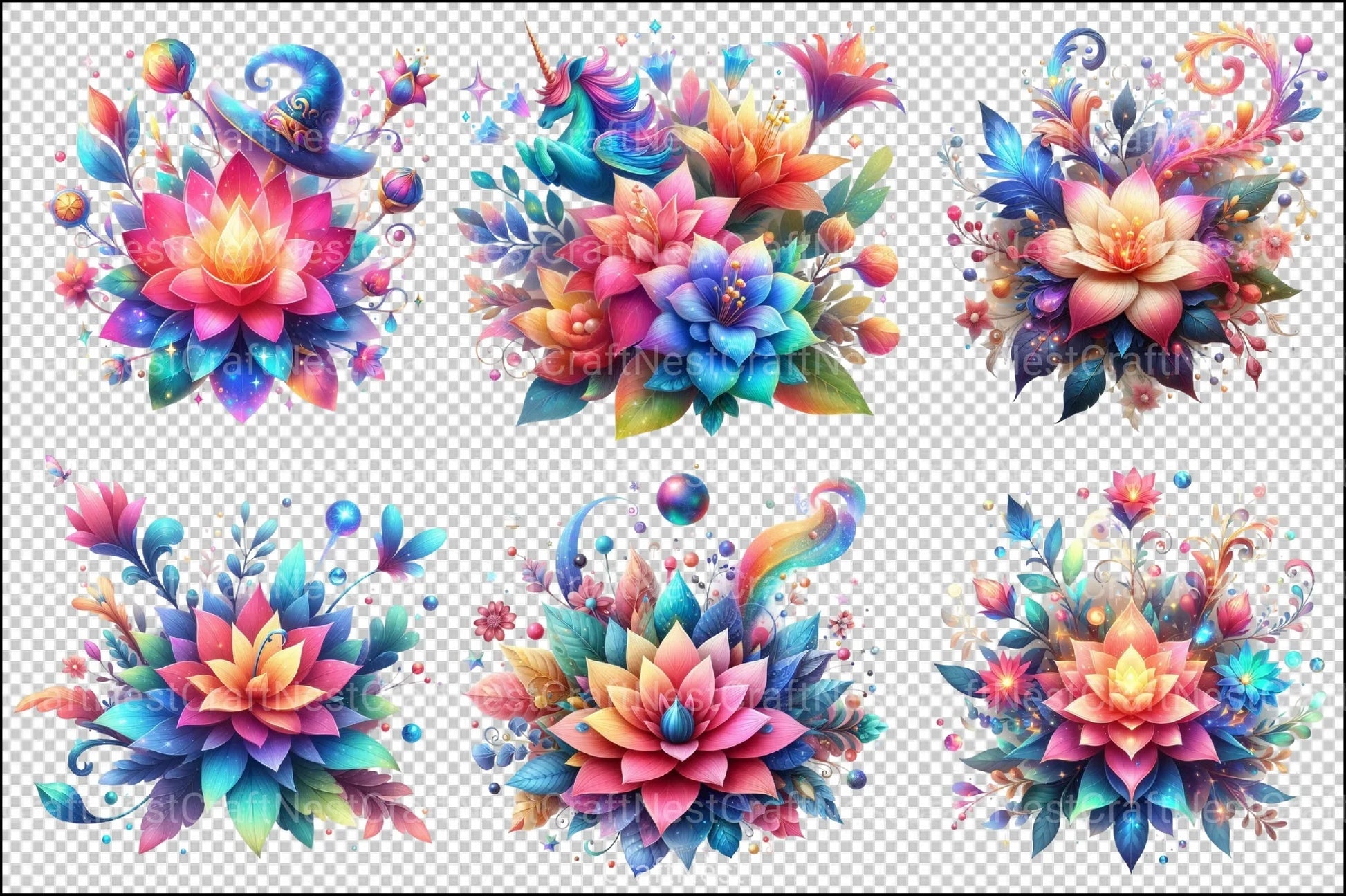 Magical Flower Clipart Bundle - CraftNest - Digital Crafting and Art