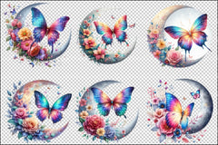 Butterfly and Floral Moon Clipart Bundle - CraftNest - Digital Crafting and Art