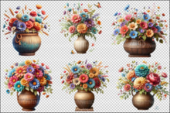 Rustic Vase Flowers Clipart Bundle - CraftNest - Digital Crafting and Art