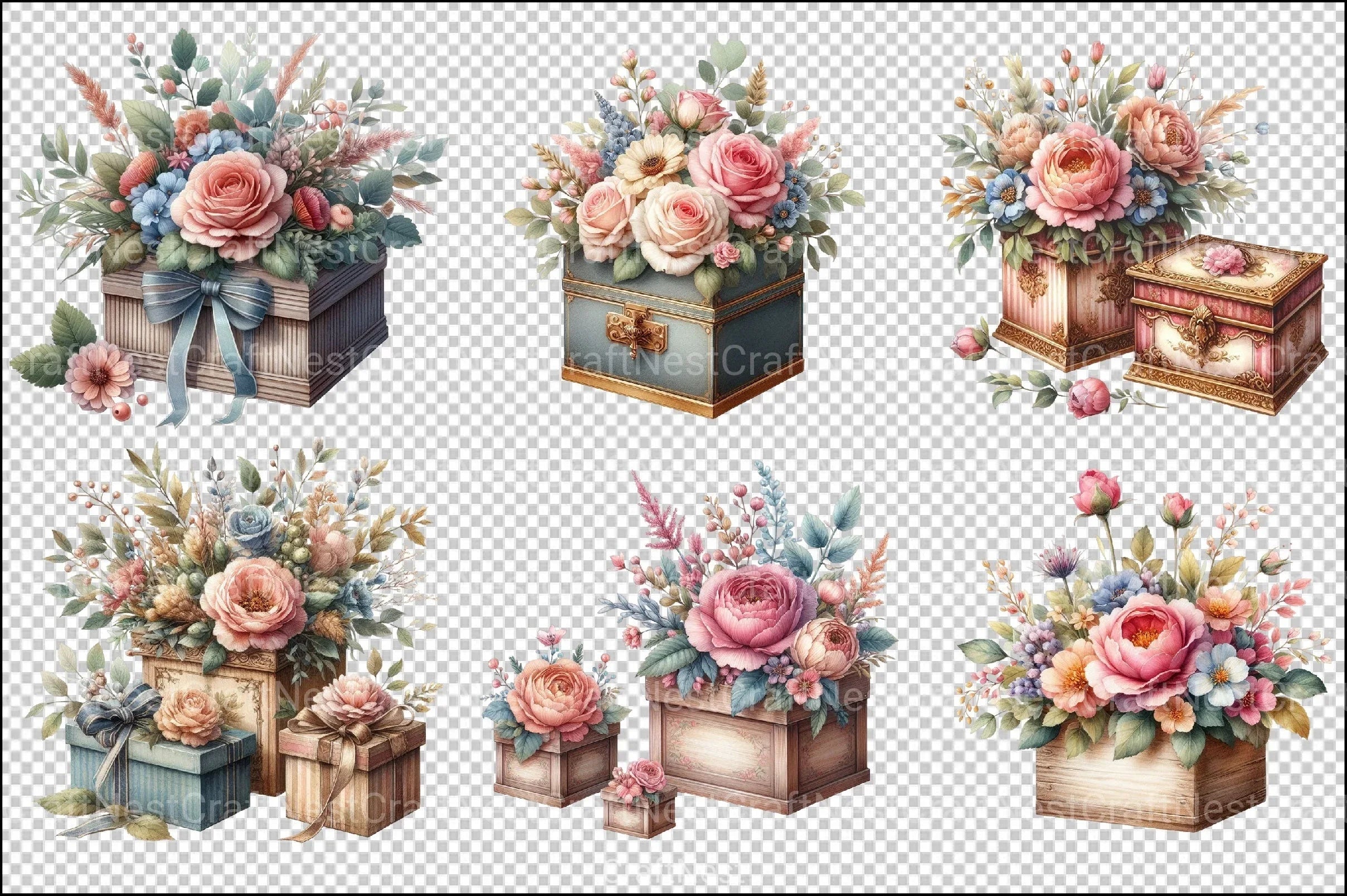 Flower Boxes Clipart Bundle - CraftNest - Digital Crafting and Art