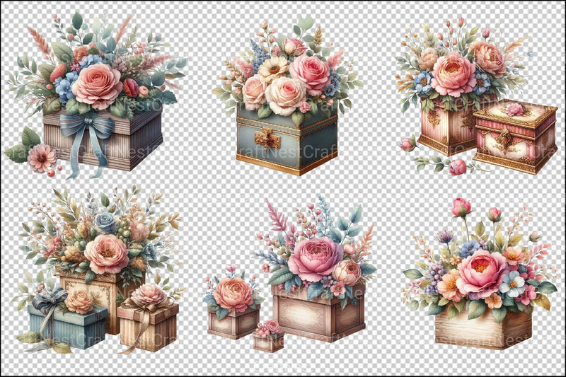 Flower Boxes Clipart Bundle - CraftNest - Digital Crafting and Art
