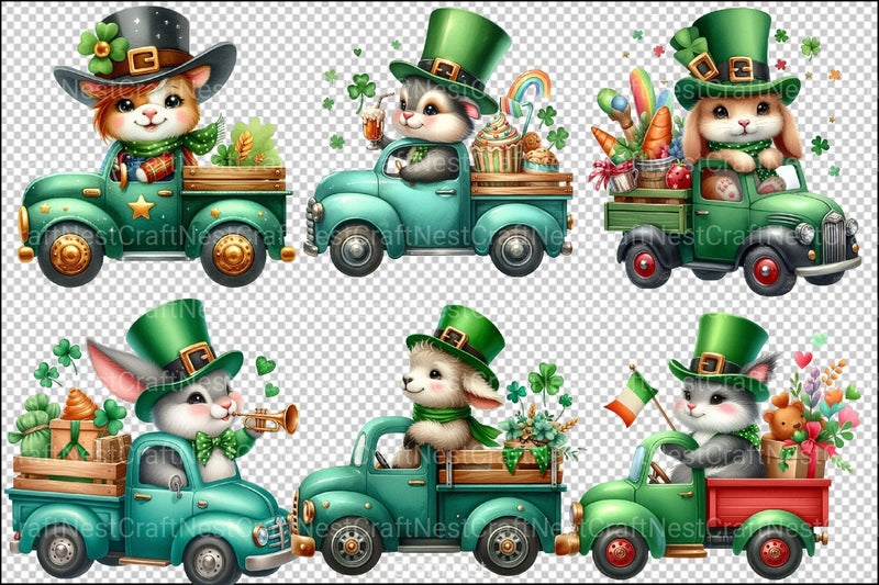 St. Patrick's Day Animal Truck Clipart Bundle - CraftNest - Digital Crafting and Art