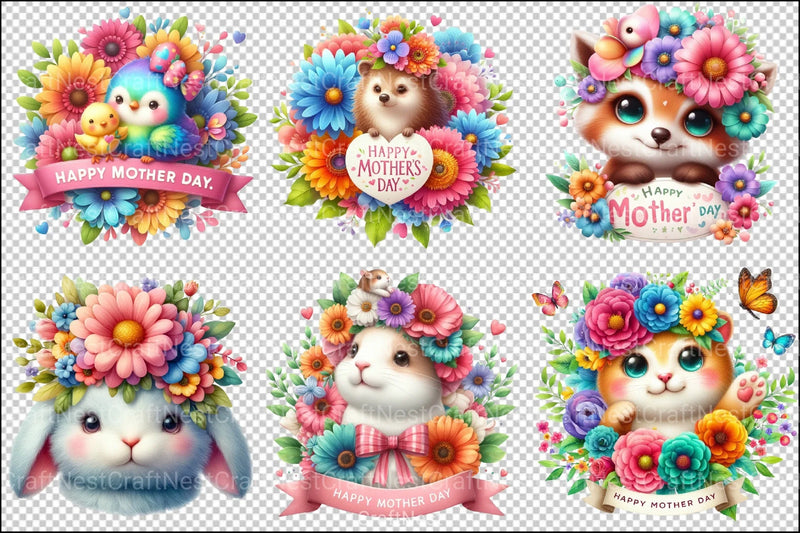 Happy Mother's Day Animal Clipart Bundle - CraftNest - Digital Crafting and Art
