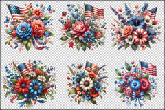 4th of July Flower Bouquet Clipart Bundle - CraftNest - Digital Crafting and Art