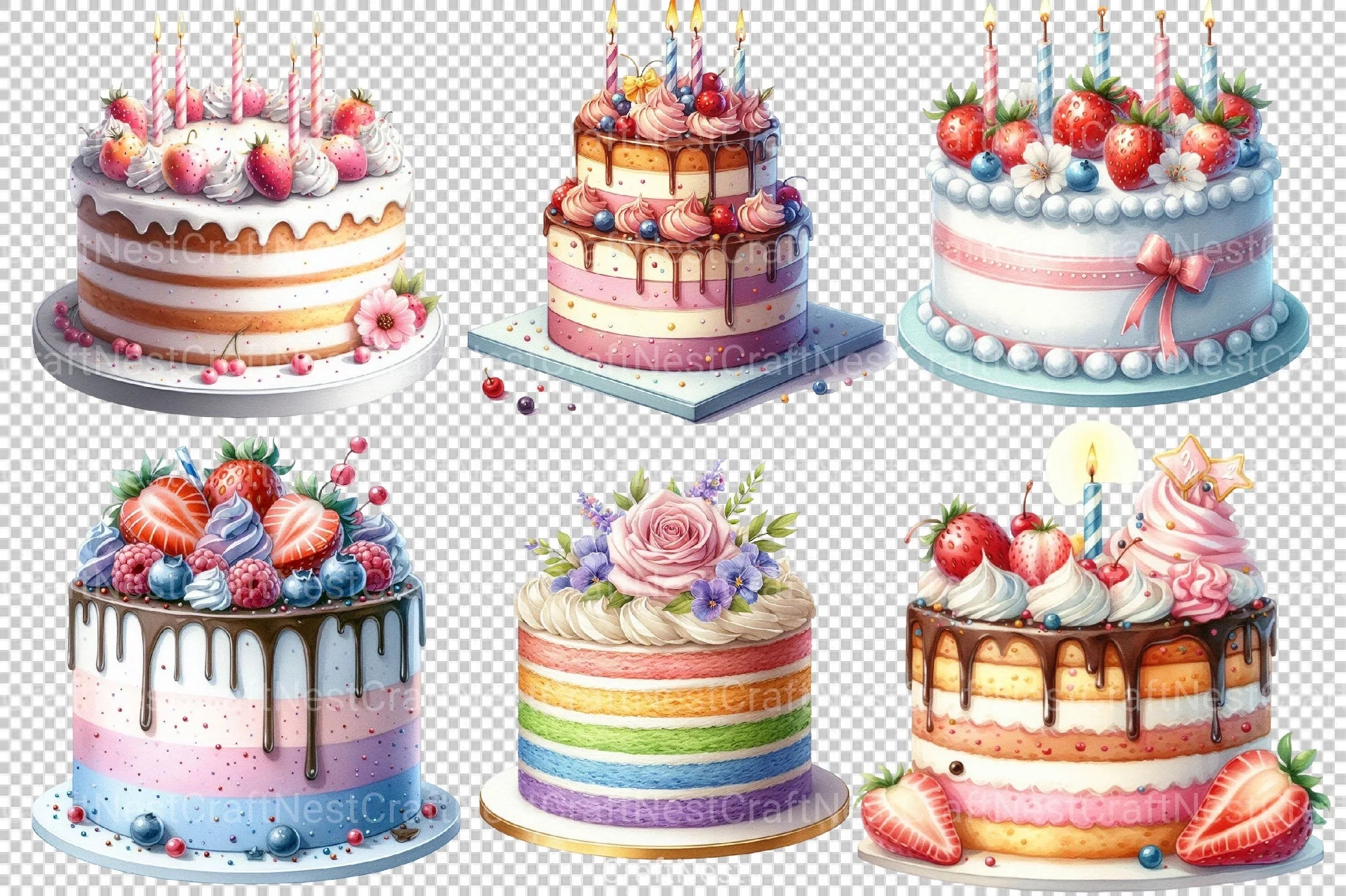 Birthday Cake Clipart Bundle 2 - CraftNest - Digital Crafting and Art