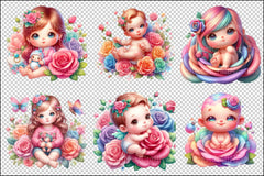 Cute Baby in Rose Clipart Bundle - CraftNest - Digital Crafting and Art
