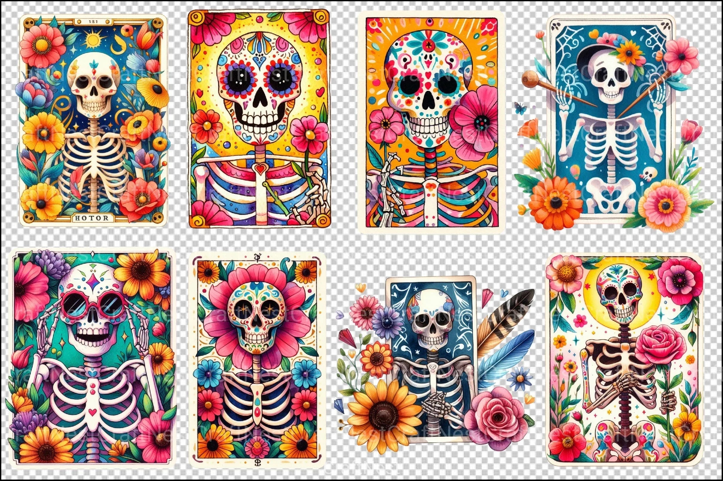 Funny Skeleton Tarot Cards Clipart Bundle 1 - CraftNest - Digital Crafting and Art