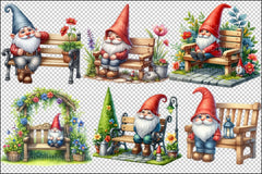 Garden Bench Gnome Clipart Bundle - CraftNest - Digital Crafting and Art