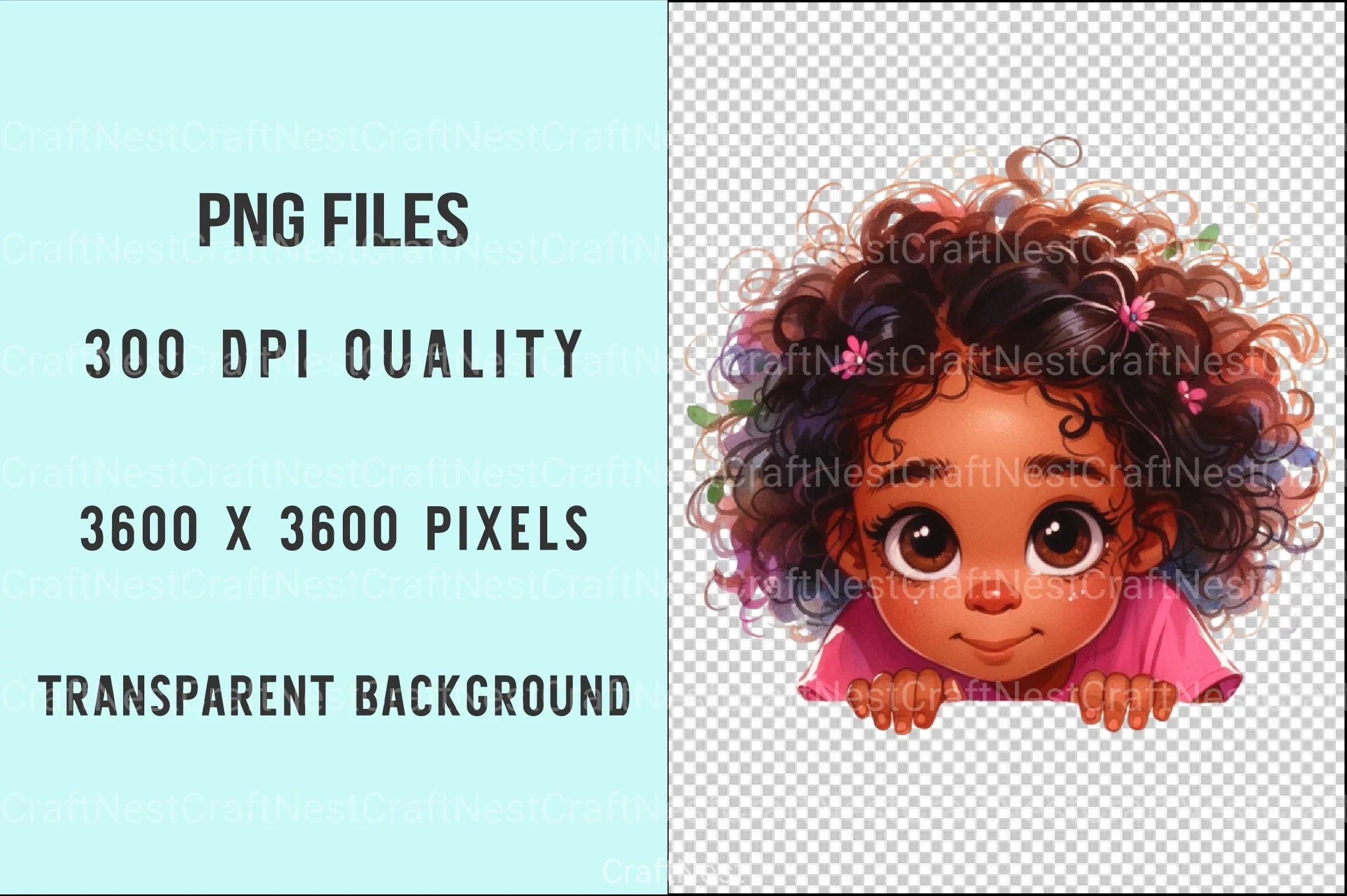 Peeking African American Little Girl Clipart Bundle 9 - CraftNest - Digital Crafting and Art