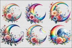 Floral Moon Clipart Bundle 2 - CraftNest - Digital Crafting and Art