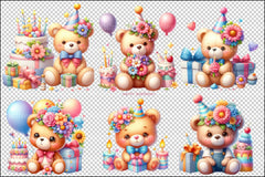 Cute Birthday Teddy Bear Clipart Bundle - CraftNest - Digital Crafting and Art