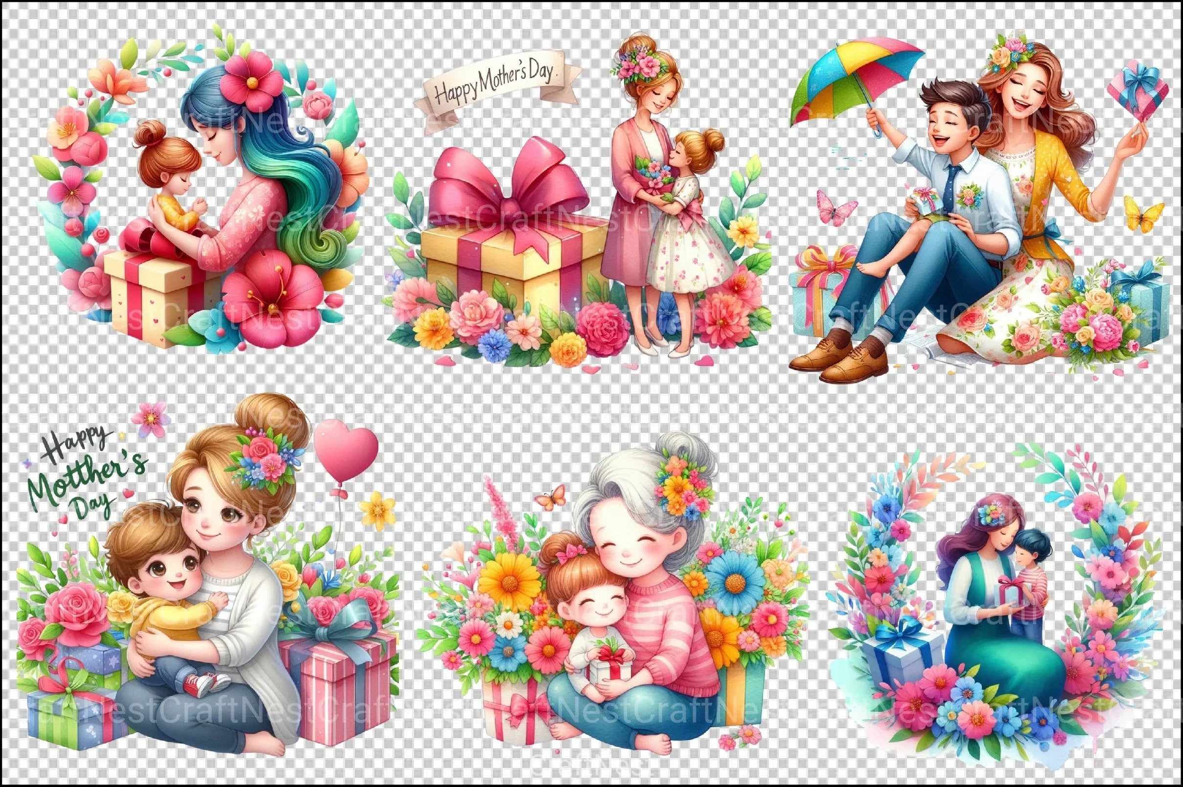 Mother and Baby Mother's Day Clipart Bundle - CraftNest - Digital Crafting and Art