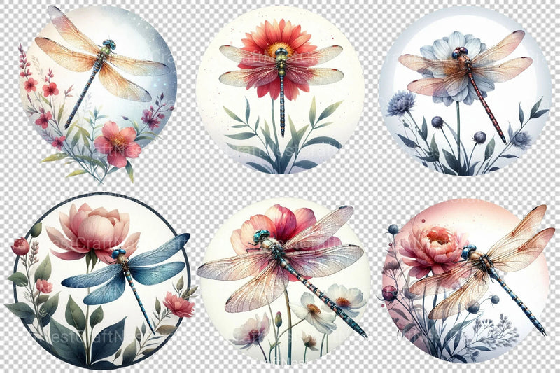 Dragonfly Floral Sublimation Clipart Bundle - CraftNest - Digital Crafting and Art