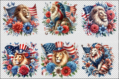 4th of July Patriotic Lion Clipart Bundle - CraftNest - Digital Crafting and Art