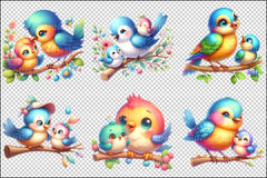 Funny Mom and Baby Bird Clipart Bundle - CraftNest - Digital Crafting and Art