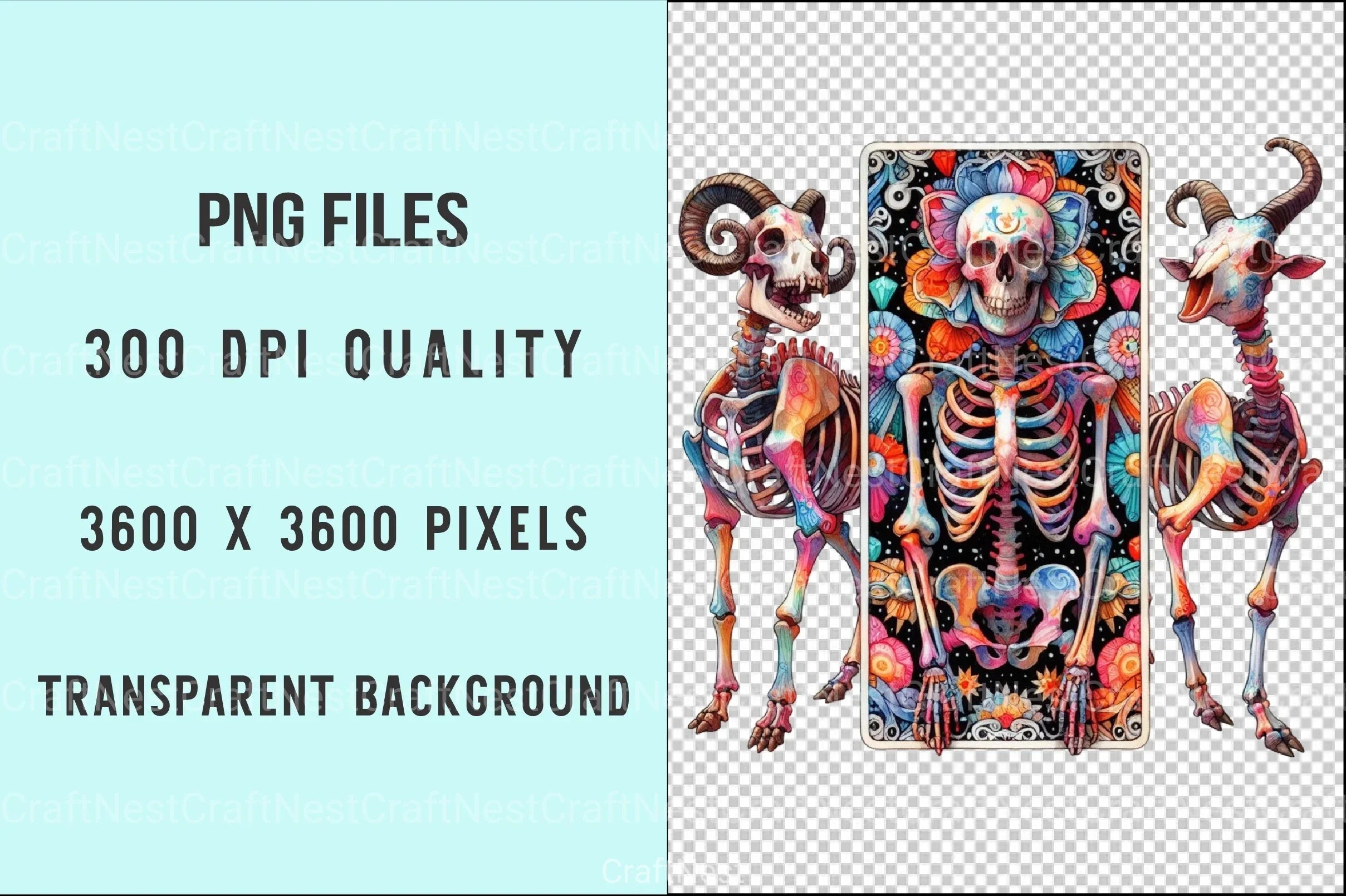 Skeleton Animal Tarot Card Clipart Bundle - CraftNest - Digital Crafting and Art