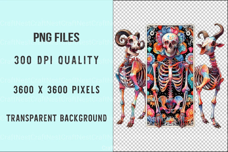 Skeleton Animal Tarot Card Clipart Bundle - CraftNest - Digital Crafting and Art