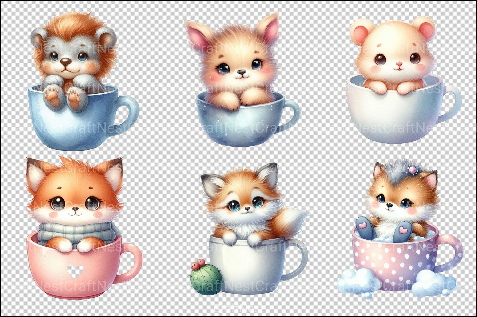 Cute Baby Animal Clipart Bundle - CraftNest - Digital Crafting and Art