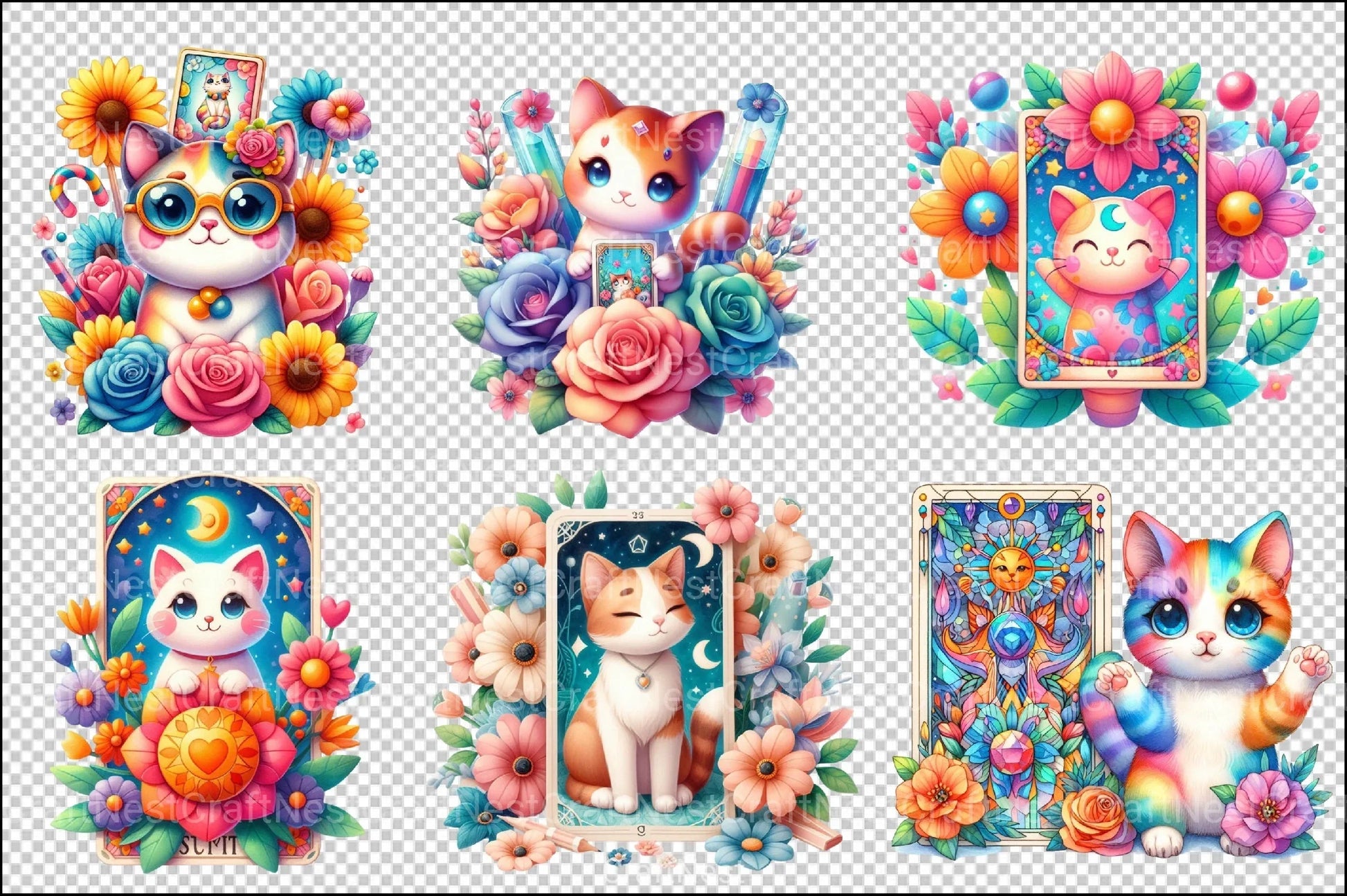 Cute Cats Tarot Card Clipart Bundle - CraftNest - Digital Crafting and Art