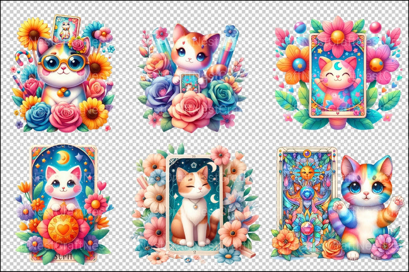 Cute Cats Tarot Card Clipart Bundle - CraftNest - Digital Crafting and Art