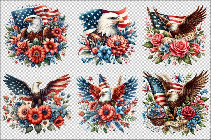 4th of July Patriotic Eagle Clipart Bundle - CraftNest - Digital Crafting and Art