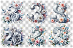 Silver Birthday Numbers Clipart Bundle - CraftNest - Digital Crafting and Art