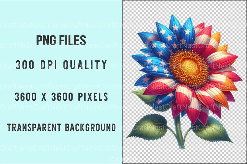 Sunflower 4th of July Clipart Bundle 3 - CraftNest - Digital Crafting and Art