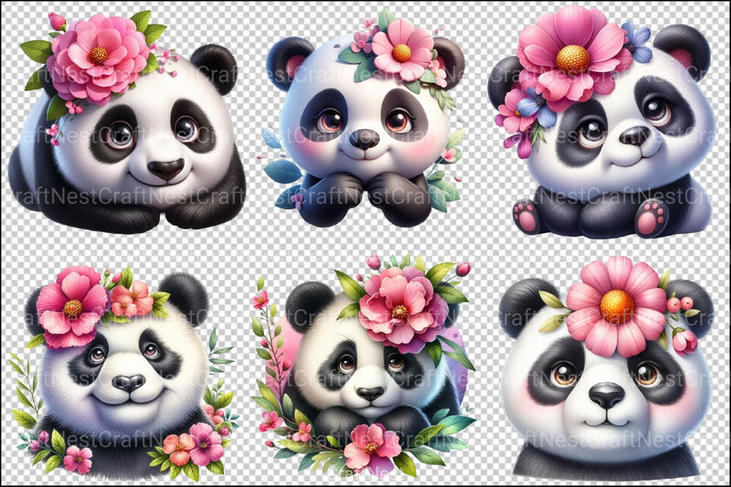 Pandas Clipart Bundle 99 - CraftNest - Digital Crafting and Art