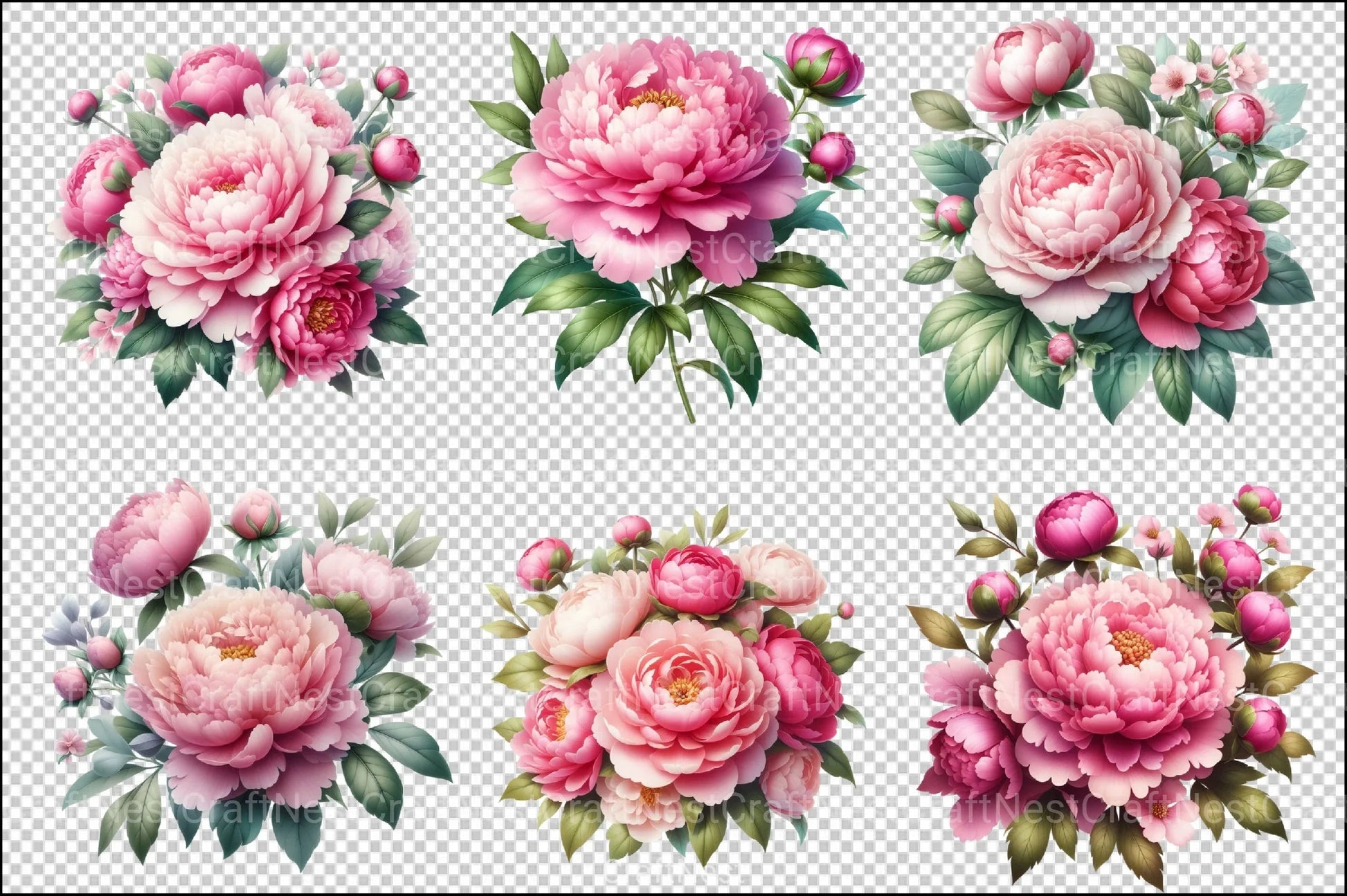 Pink Flowers Clipart Bundle 1 - CraftNest - Digital Crafting and Art