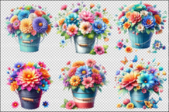 Flowers in Bucket Clipart Bundle - CraftNest - Digital Crafting and Art