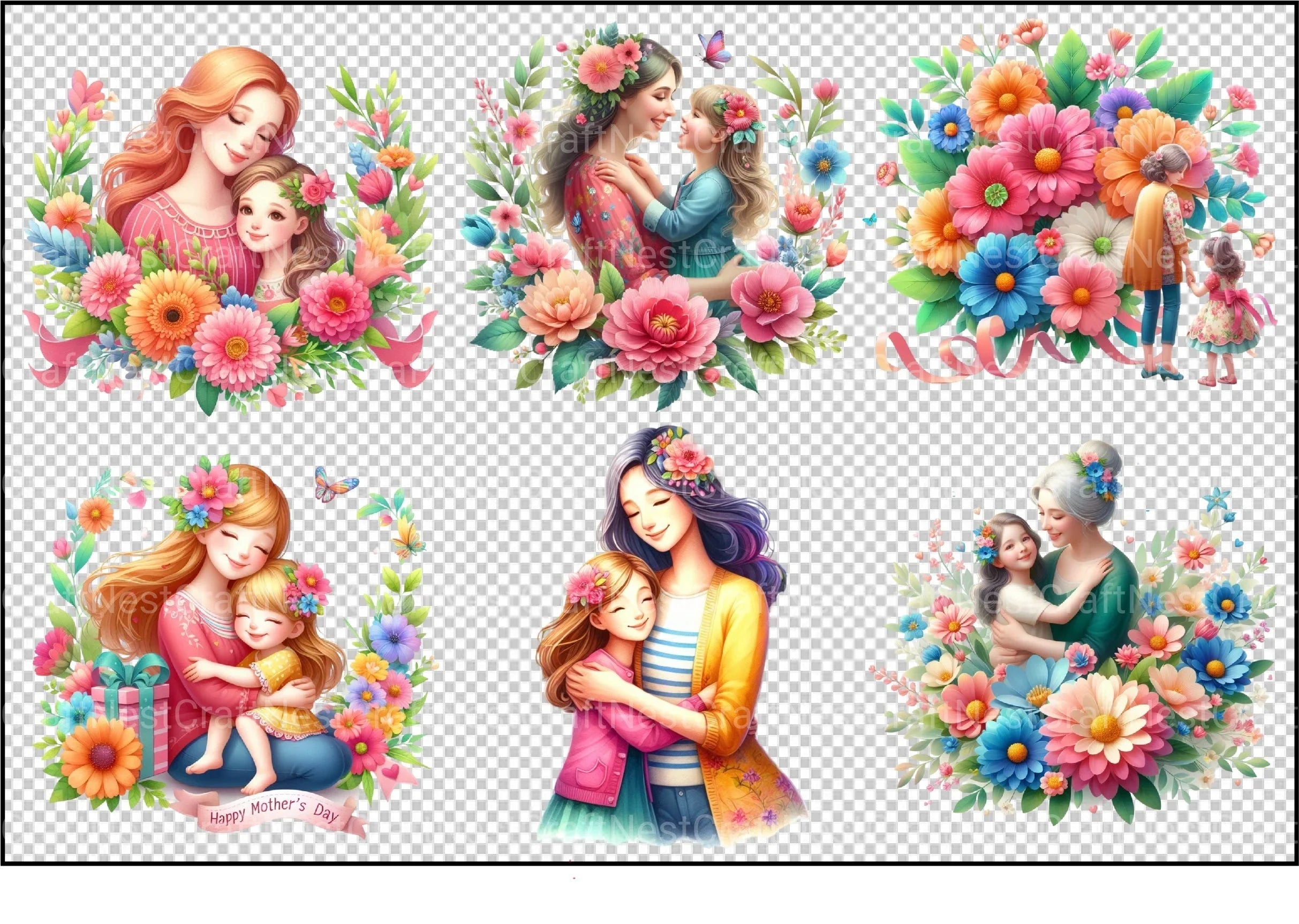 Mother and Baby Mother's Day Clipart Bundle 4 - CraftNest - Digital Crafting and Art