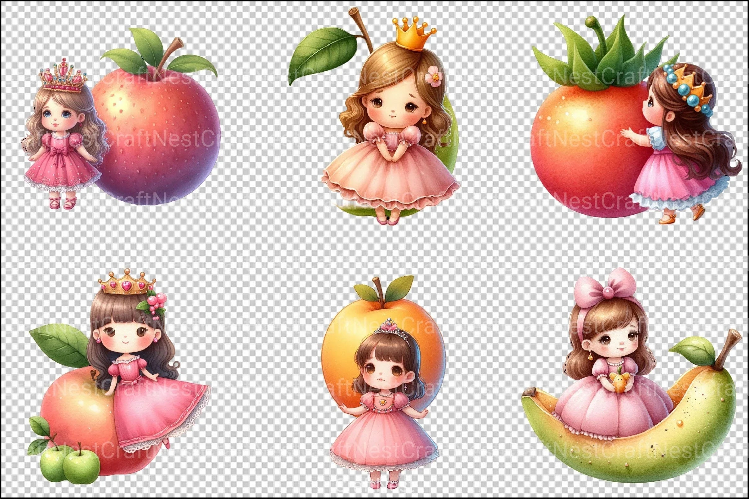 Fruits Little Princess Clipart Bundle - CraftNest - Digital Crafting and Art
