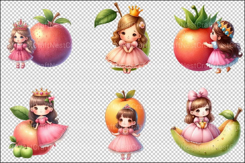 Fruits Little Princess Clipart Bundle - CraftNest - Digital Crafting and Art
